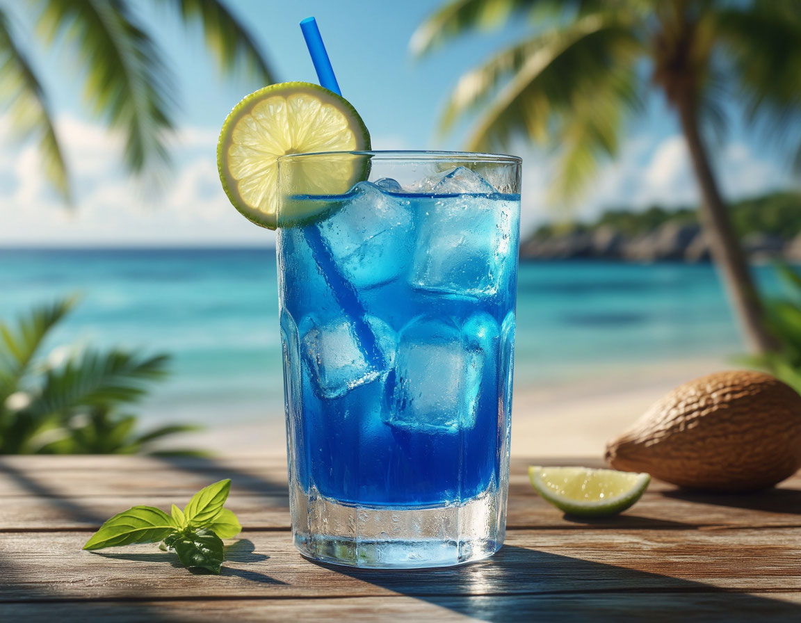 коктейль с лимоном и  Блю Кюрасао